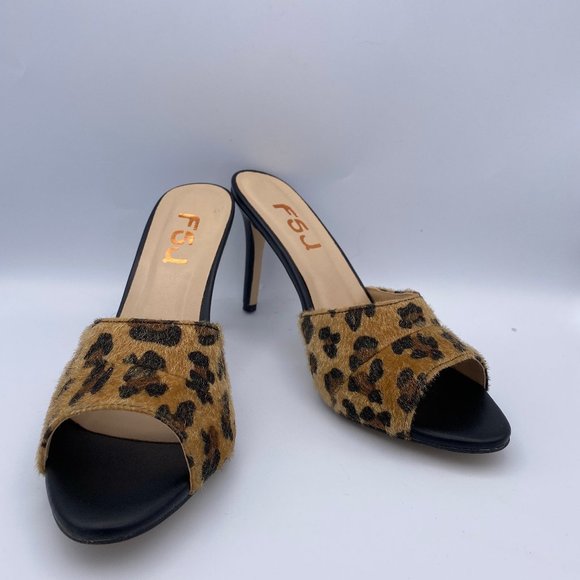FSJ Shoes - A FSJ Leopard Print Peep Toe Heels Sandals
